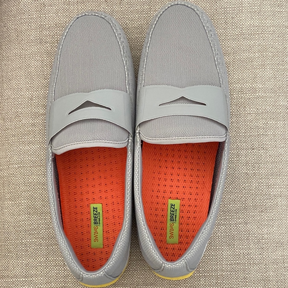 Swims Gray Loafers with Orange Interior